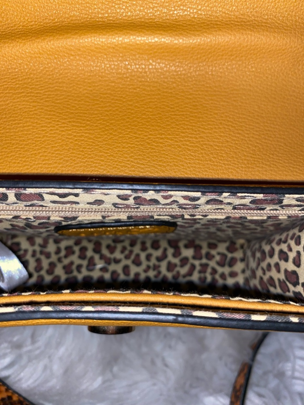 Mustard Snake-Print Top-Handle Crossbody Bag - Picture 5 of 7